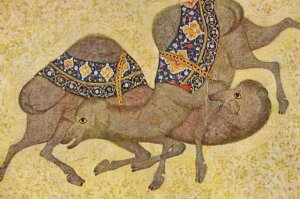 Camel Fight Battle Rare Indian Mughal 1620AD Painting Postcard