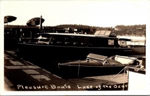 RPPC Pleasure Boats Lake of the Ozarks Dock Runabout Cruiser c1940s Postcard I14