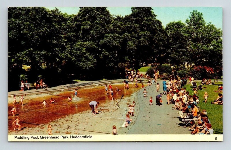 Huddersfield England Greenhead Park Paddling Pool Scenic Chrome Postcard 