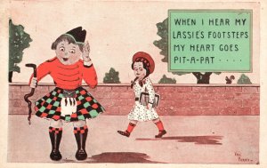 Vintage Postcard 1910's I Hear My Lassie Footsteps My Heart Goes Pit-a-Pat Comic