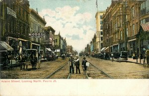 Wheelock Postcard Adams Street Looking North Peoria IL