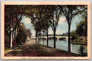 Vtg Ottawa Canada Bideau Canal Along Dominion Driveway 1930s Postcard