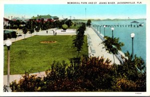 Florida Jacksonville Memorial Park and St Johns River Curteich