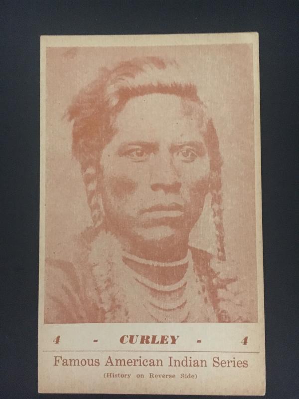 Mint 1941 Sepia Picture Postcard Native American Indian Custer Scout Curley