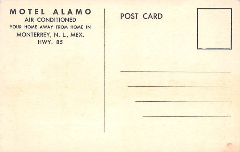 Motel Alamo Monterrey, NL Mexico Tarjeta Postal Unused 