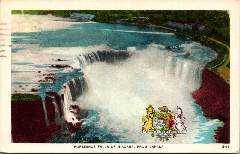 VINTAGE POSTCARD HORSESHOE FALLS OF NIAGARA VIEW FROM CANADA