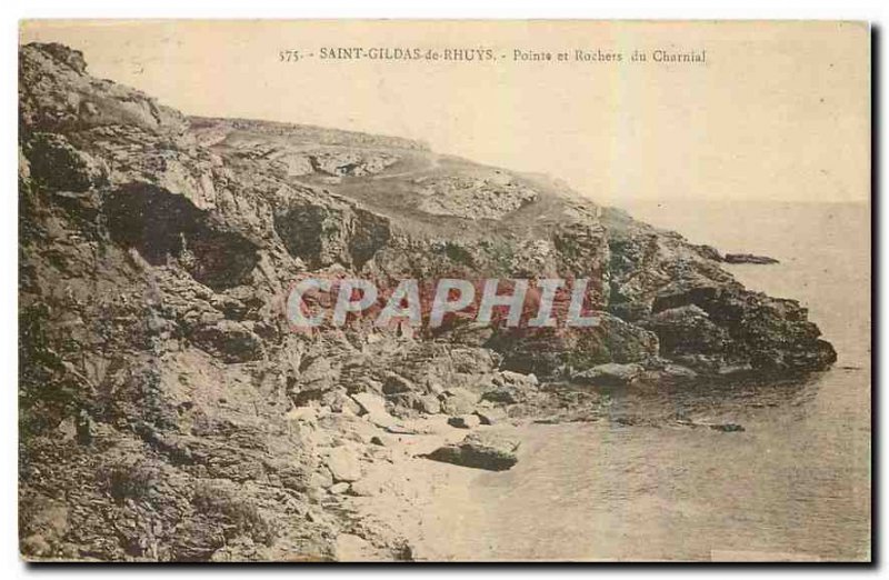 Old Postcard Saint Gildas Rhuys tip and rocks Charnial