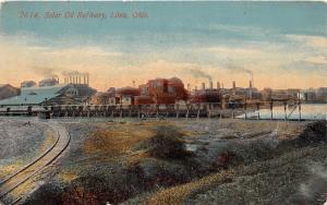 D25/ Lima Ohio Postcard c1910 Allen County Solar Oil Refinery Railroad