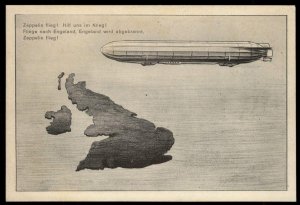 Germany WWI Air Force Zeppelin Anti England PPC UNUSED 97895