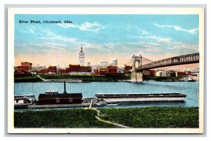 River Front and Skyline Cincinnati Ohio OH UNP Unused WB Postcard H22