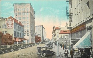 Postcard 1920s California Fresno J Street automobiles Pacific CA24-1724