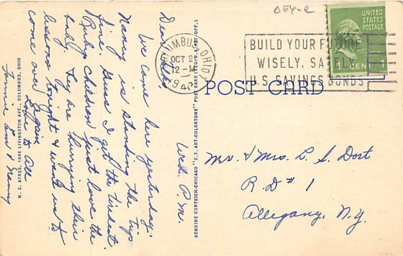 Greetings from Columbus, Ohio Large Letter 1948 