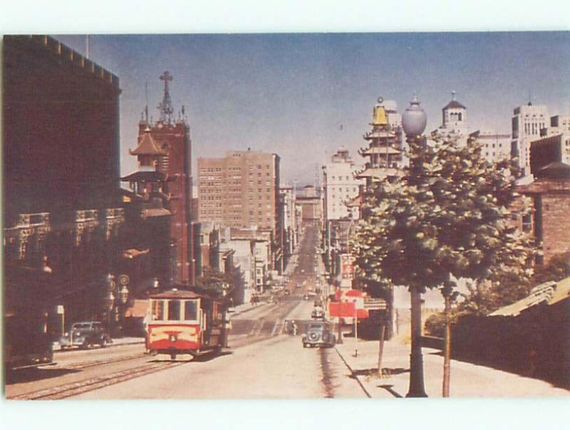 Unused 1950's OLD CARS & BUILDINGS SCENE San Francisco California CA n0775