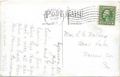 US Used. Waterman Hall, Sycamore, Illinois. Stamp is #405. Dated 1912