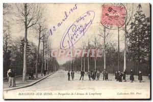 Old Postcard Boulogne Sur Seine Perspective of & # 39avenue Longchamp