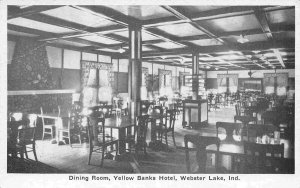 Dining Room Interior Yellow Banks Hotel Webster Lake Indiana 1910s postcard