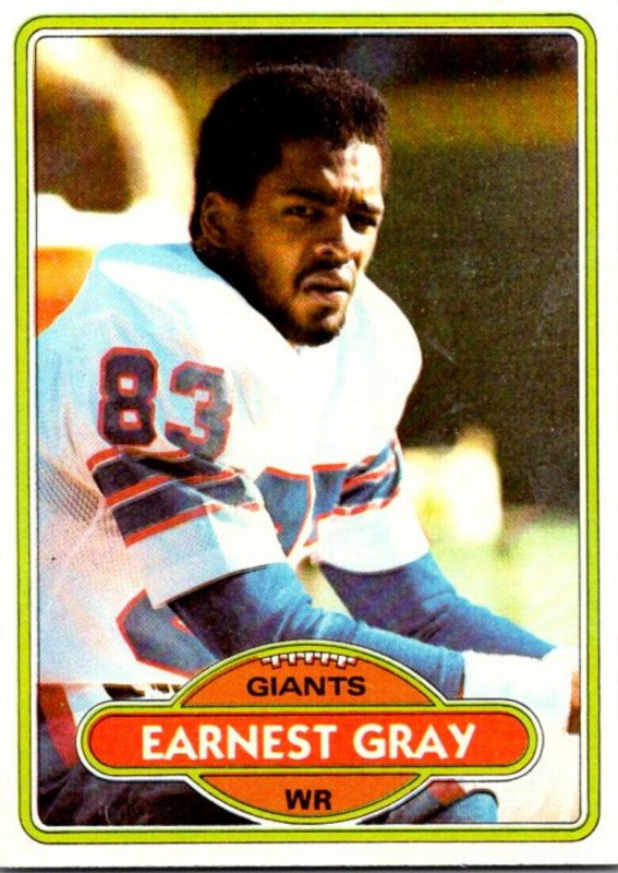 1980 Topps Football Card Earnest Gray WR New York Giants sun0062