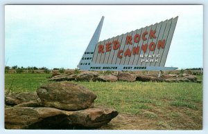 Entrance RED ROCK CANYON STATE PARK, Hinton Oklahoma OK ~ c1960s  Postcard