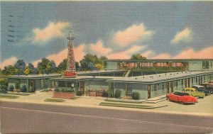 Automobiles Canyon Courts Roadside Snyder Texas Postcard linen Tichnor 20-4442