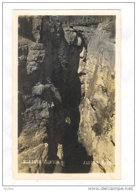 RP; Maligne Canyon, Jasper Park, Alberta, Canada,1920s J.A.WEISS Photo postcard