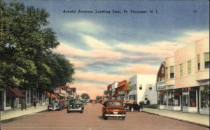 Fort Pleasant New Jersey NJ Arnold Ave Street Scene Linen Vintage Postcard