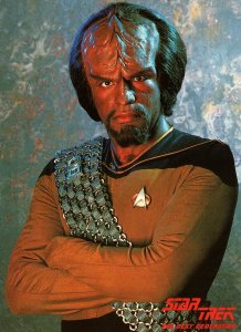 CONTINENTAL SIZE POSTCARD START TREK MICHAEL DORN AS LIEUTENANT WORF