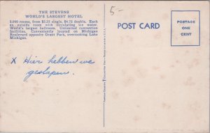 Stevens Hotel Chicago Illinois Linen Postcard C100