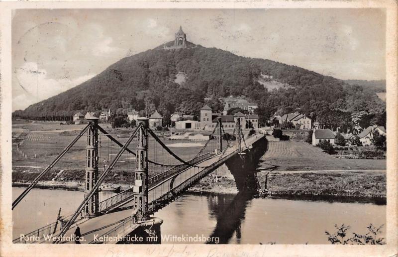 PORTA WESTFALICA GERMANY KETTENBRUCKE MIT WITTEKINDSBERG PHOTO POSTCARD c1930s