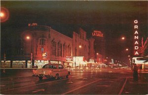 Postcard 1950s Indiana Bend Michigan Night Neon Lights autos Marquee IN24-3269