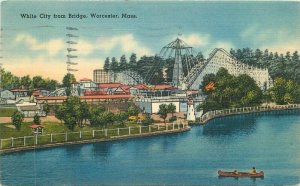 Worcester Massachusetts White City Bridge Postcard Perkins Tichnor 22-1289