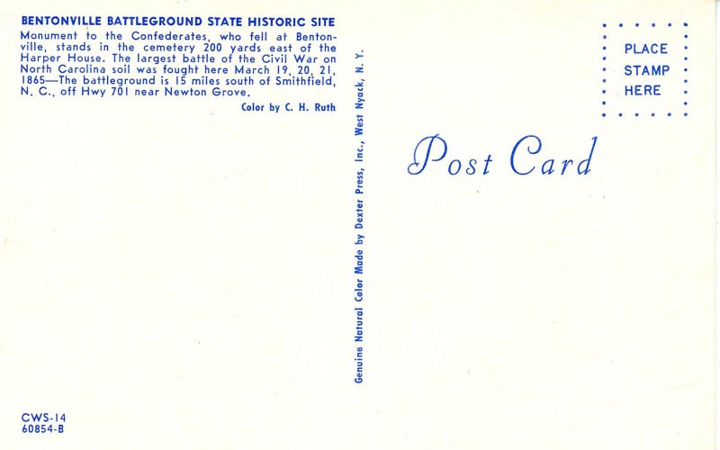 NC - Bentonville. Confederate Monument