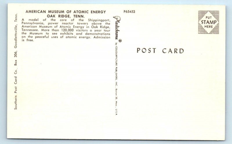 OAK RIDGE, TN Tennessee~American MUSEUM of ATOMIC ENERGY   c1950s Cars Postcard