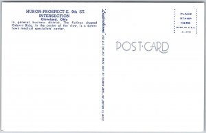 Huron-Prospect-E 9th Intersection Cleveland Ohio OH Buildings & Sreets Postcard