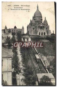 Old Postcard Paris Sacre Coeur Montmartre Funicular and reservoir