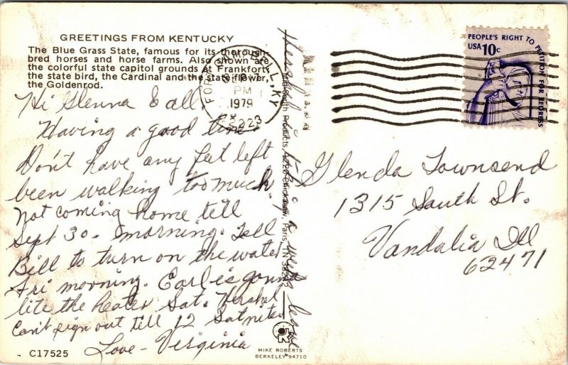 Greetings Kentucky Blue Grass State Multiview Postcard Pm Fort Campbell Ky Wob United States 0566