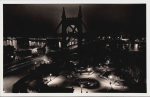 Hungary Budapest Danube by Night Vintage RPPC C094