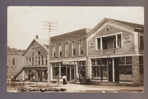 Plymouth OHIO RPPC 1910 MAIN STREET STORES nr Mansfield Willard Shelby #1