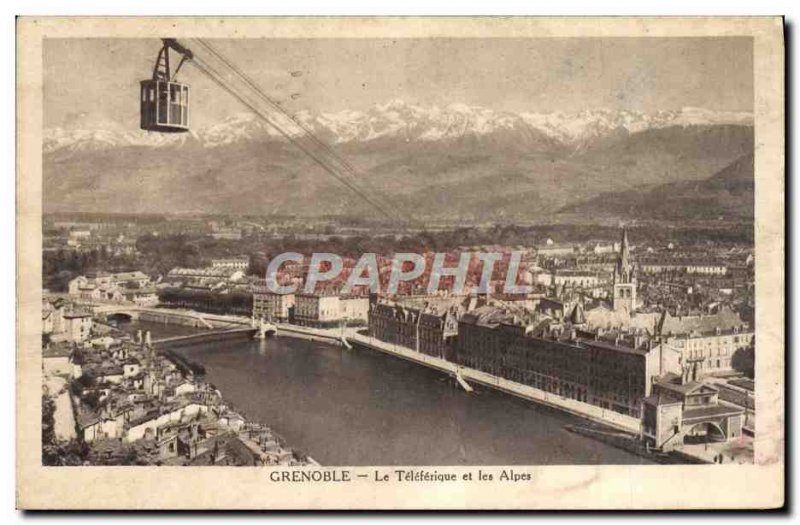 Old Postcard Grenoble Teleferique And The Alps