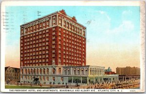 Atlantic City NJ-New Jersey, 1926 President Hotel & Apartments Posted Postcard