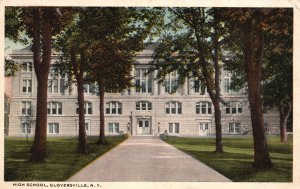 1927 High School Campus Building Gloversville New York Chas Pub Vintage Postcard