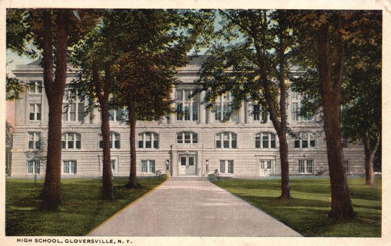 1927 High School Campus Building Gloversville New York Chas Pub Vintage