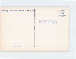 Postcard Snow Scene, Greetings from White Mountains, New Hampshire