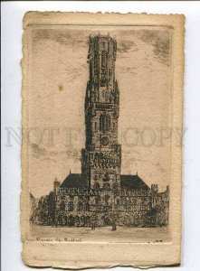 415646 BELGIUM BRUGGE Beffroi Church Vintage engraving postcard