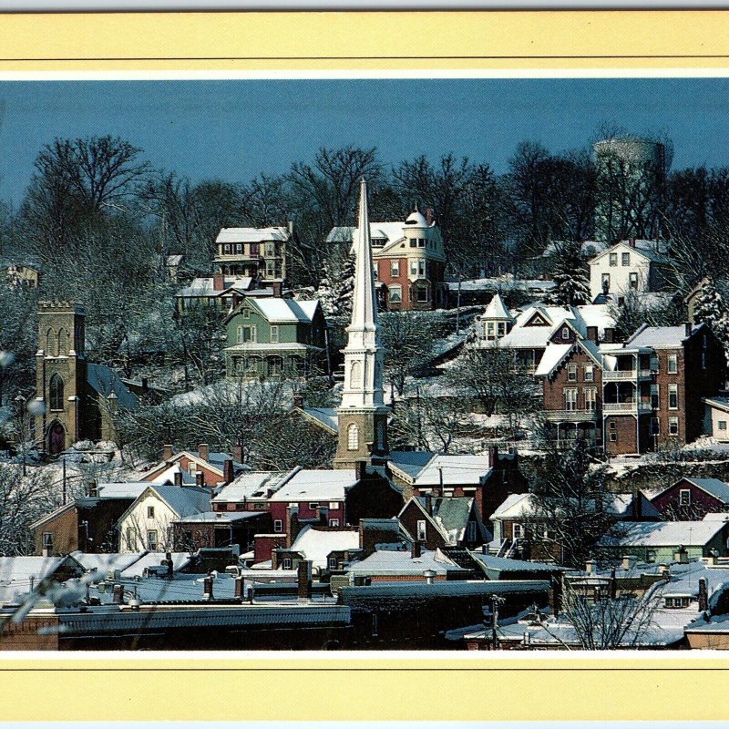 c1980s Galena, IL Beautiful Downtown Winter Currier & Ives Scene 4x6 PC M10