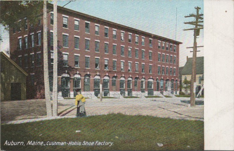 Postcard Cushman Hollis Shoe Factory Auburn Maine ME