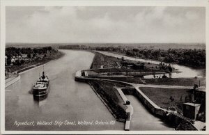 Welland Ontario Aqueduct Welland Ship Canal Steamer ON FH Leslie Postcard H62