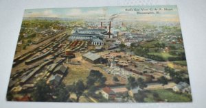 Bird's Eye View C & A Shops Bloomington Illinois Postcard Read & Write