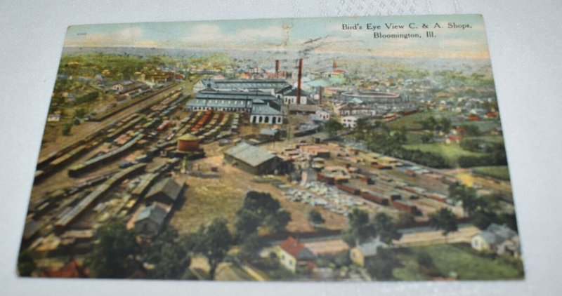 Bird's Eye View C & A Shops Bloomington Illinois Postcard Read & Write