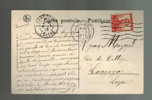 1913 Belgium Liege RPPC Postcard Cover to Langogne Diocese of Colombo Ceylon