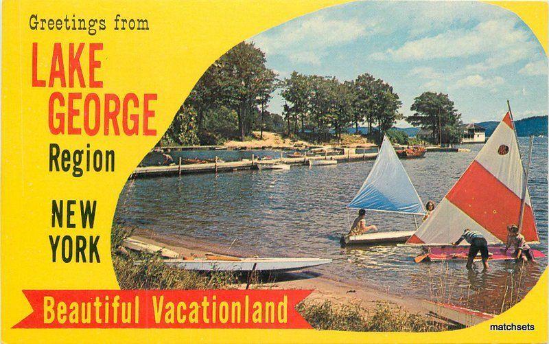 Hague New York Lake George Sailboats Glen Falls Colorpicture postcard 10099